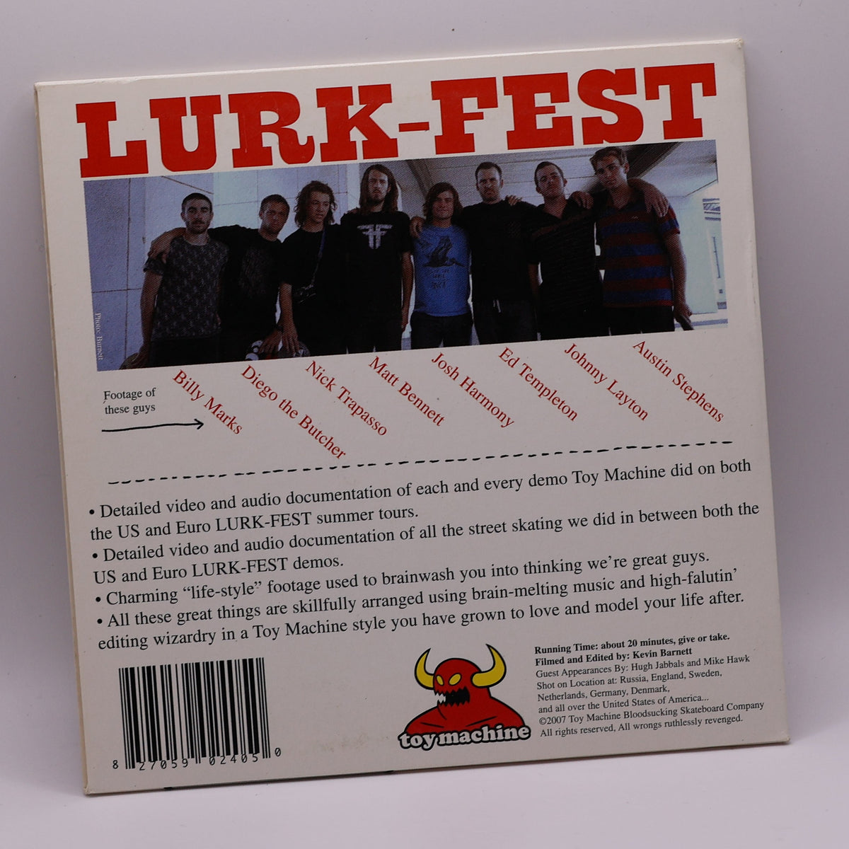 Toy Machine Lurk-Fest Summer Tour 2007 Skateboarding DVD – Ed Templeton Billy Marks